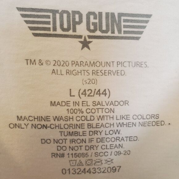 Top Gun T-Shirt Logo Circle Of Stars Graphic Print Mens Size XL White - Picture 2 of 10